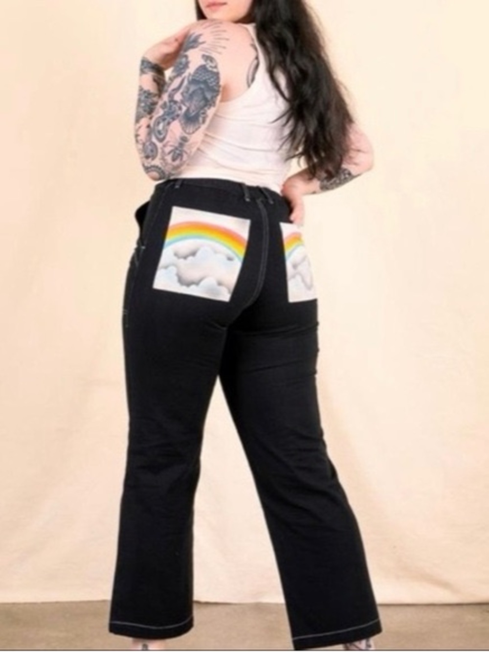 Big Bud Press Airbrush Rainbow Work Pants Women’s Size Small In Black